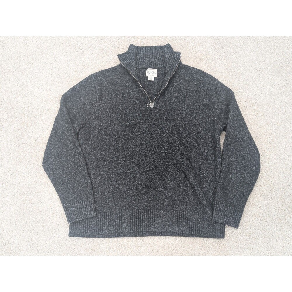 J.Crew Rugged Merino Wool Blend Quarter Zip Men’s Size Large Charcoal/Dark Gray
